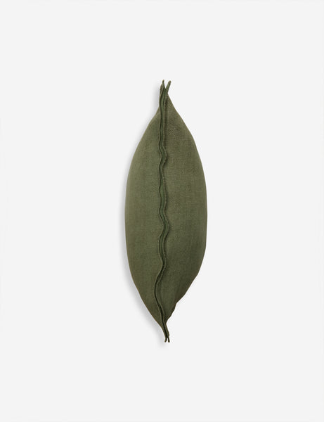 #color::olive #style::extra-long #fill type::with-feather-down-insert #fill type::pillow-cover-only | Side of the arlo Olive green long lumbar pillow 