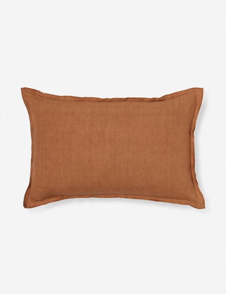 #color::burnt-orange #size::lumbar #fill type::with-feather-down-insert #fill type::pillow-cover-only | Arlo Burnt Orange flax linen solid lumbar pillow