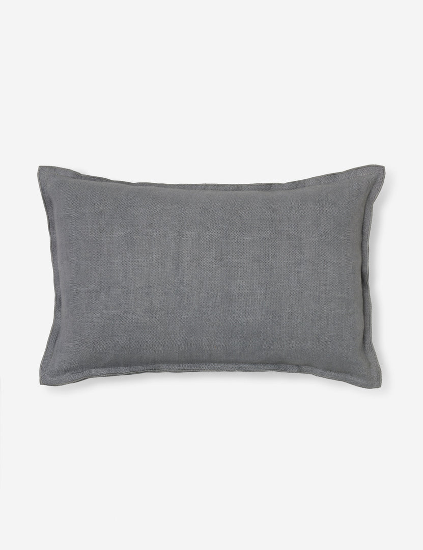 #color::dusty-blue #style::lumbar #fill type::with-feather-down-insert #fill type::pillow-cover-only | Arlo Dusty Blue flax linen solid lumbar pillow