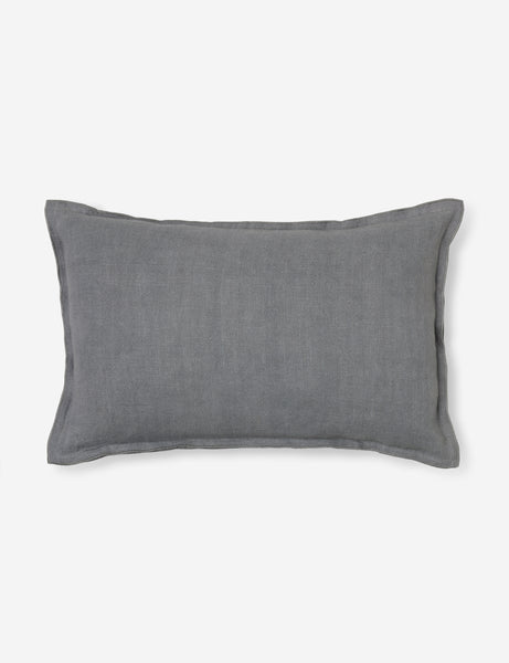 #color::dusty-blue #style::lumbar #fill type::with-feather-down-insert #fill type::pillow-cover-only | Arlo Dusty Blue flax linen solid lumbar pillow