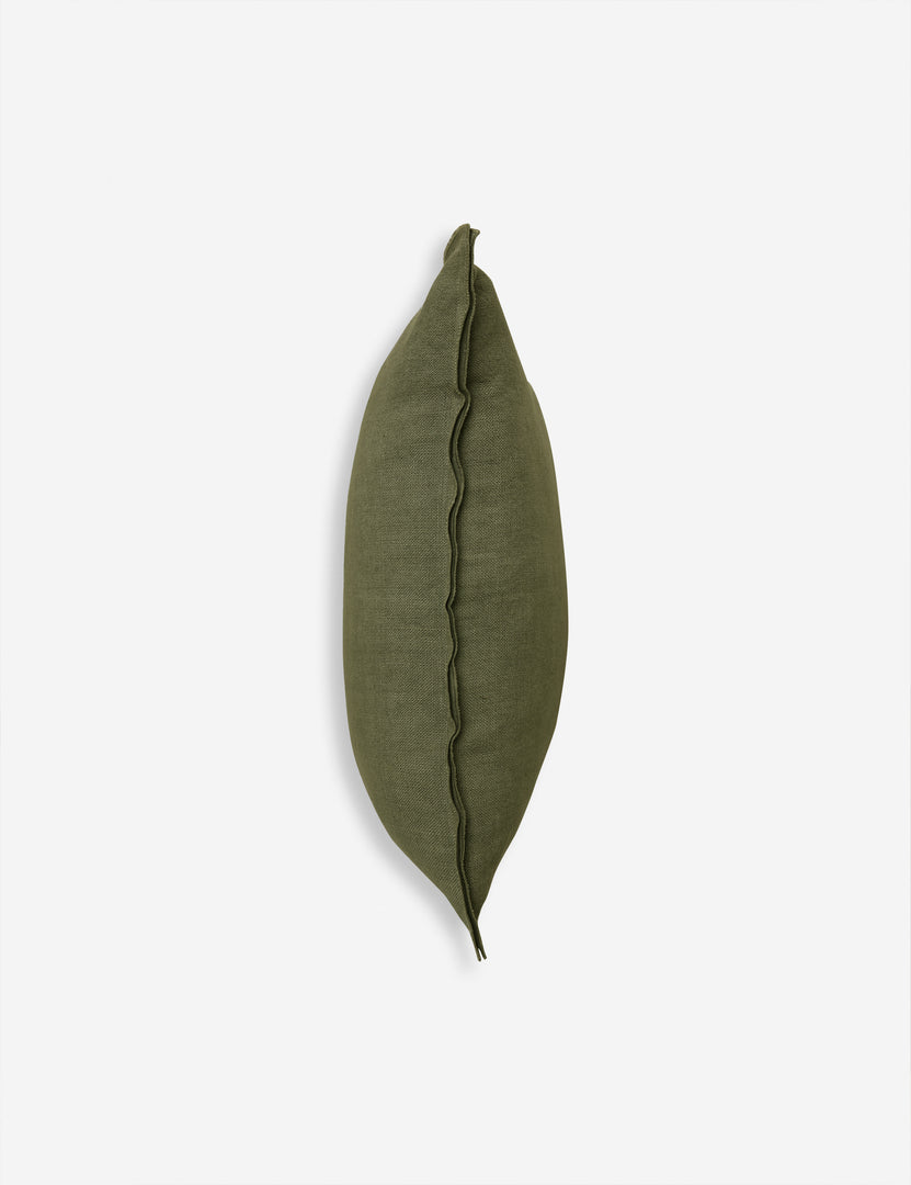 #color::olive #size::lumbar #fill type::with-feather-down-insert #fill type::pillow-cover-only | Side of the arlo Olive green lumbar pillow