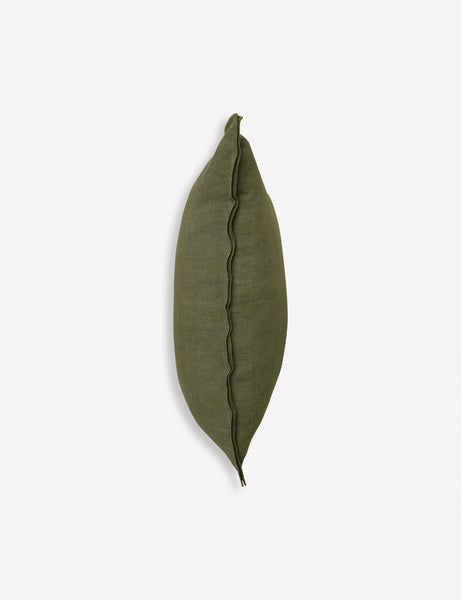 #color::olive #size::lumbar #fill type::with-feather-down-insert #fill type::pillow-cover-only | Side of the arlo Olive green lumbar pillow