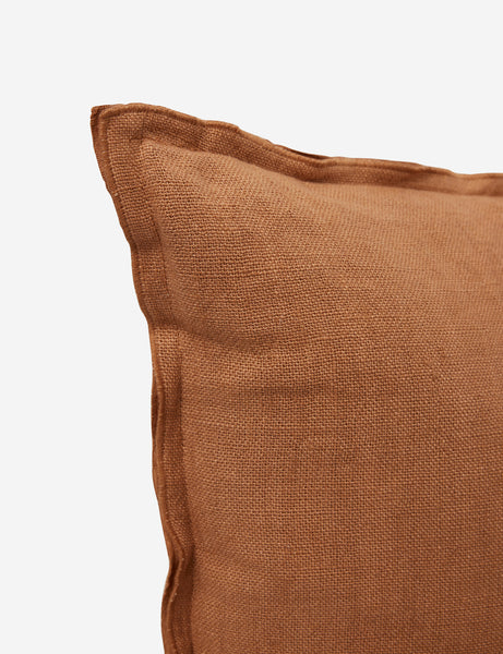 #color::burnt-orange #size::square #fill type::with-feather-down-insert #fill type::pillow-cover-only | Corner of the arlo Burnt Orange square pillow