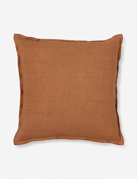 #color::burnt-orange #size::square #fill type::with-feather-down-insert #fill type::pillow-cover-only | Arlo Burnt Orange flax linen solid square pillow