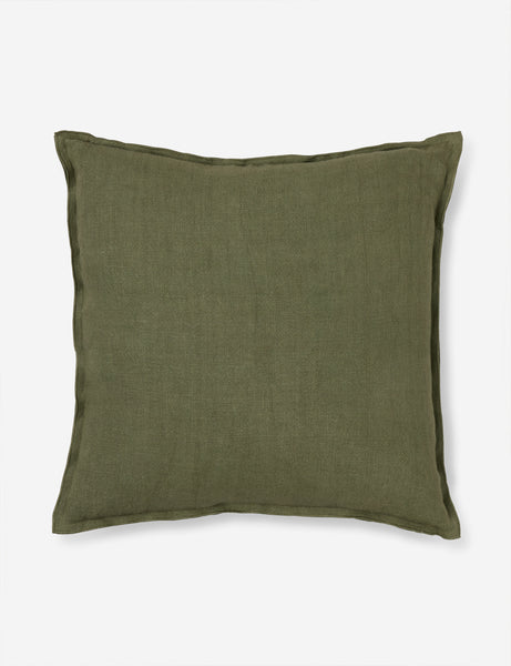 #color::olive #style::square #fill type::with-feather-down-insert #fill type::pillow-cover-only | Arlo Olive green flax linen solid square pillow