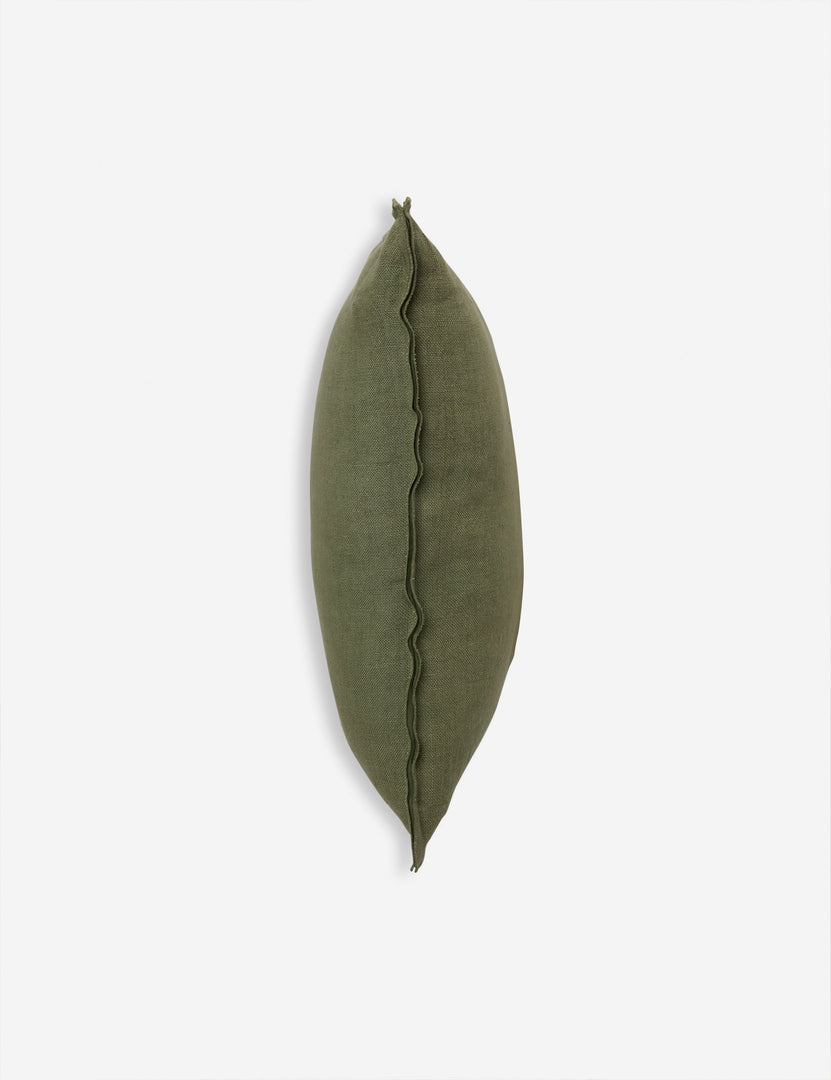 #color::olive #style::square #fill type::with-feather-down-insert #fill type::pillow-cover-only | Side of the arlo Olive green square pillow