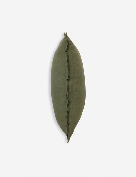 #color::olive #style::square #fill type::with-feather-down-insert #fill type::pillow-cover-only | Side of the arlo Olive green square pillow
