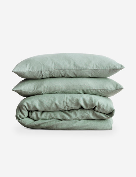 #color::sage #size::queen #size::king | European Flax Linen sage green Duvet Set by Cultiver