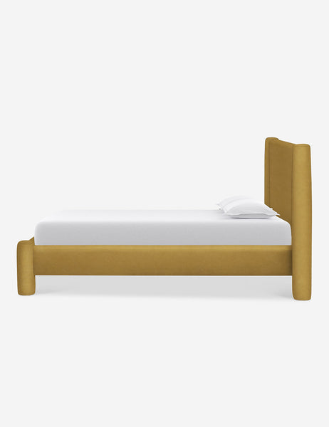 #color::goldenrod-plush-velvet #size::queen #size::king #size::cal-king | Side of the Goldenrod Velvet Hyvaa Bed by Sarah Sherman Samuel