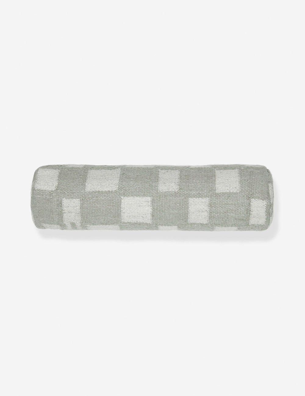 Irregular khaki green and white Checkerboard Bolster Pillow by Sarah Sherman Samuel