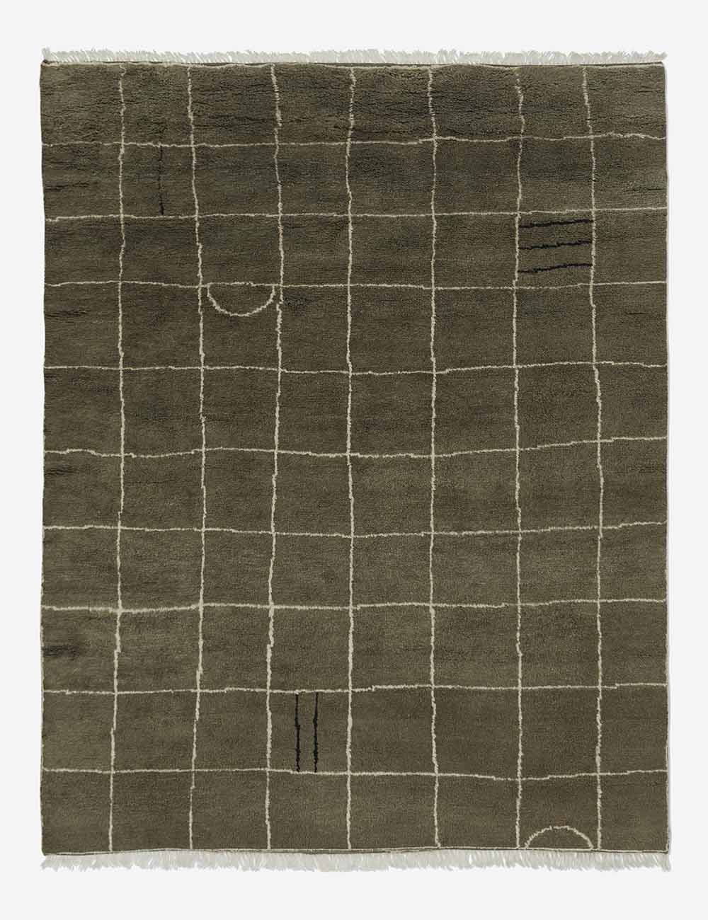 Khaki green Irregular Grid Rug by Sarah Sherman Samuel