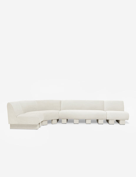 #color::Natural-Linen #configuration::left-facing #size::142-W | Lena left-facing natural linen sectional sofa with upholstered beam legs.