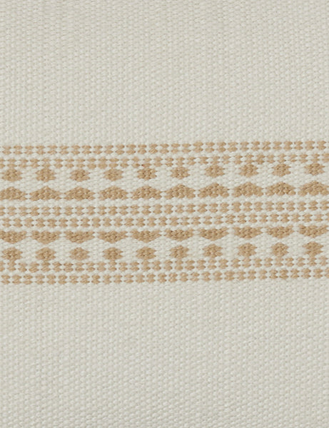 #color::natural-and-khaki #style::lumbar | White traditional design on the Marchesa natural and khaki indoor and outdoor pillow