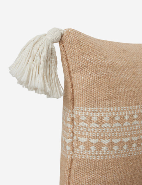 #color::sandstone #style::lumbar | Tasseled corners on the Marchesa sandstone indoor and outdoor pillow