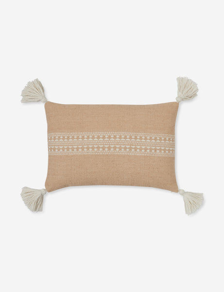 #color::sandstone #style::lumbar | Marchesa sandstone indoor and outdoor lumbar pillow with tasseled corners