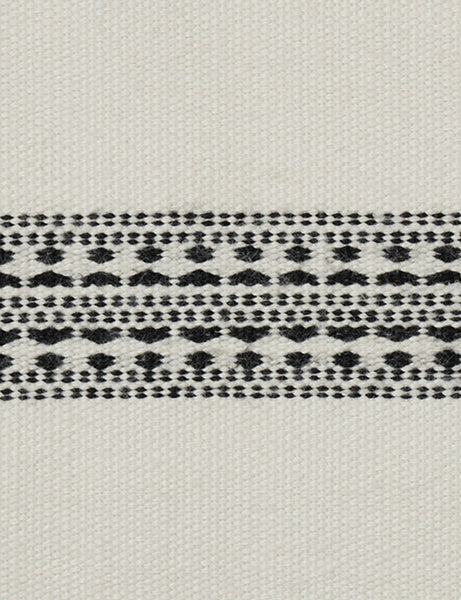 #color::natural-and-black #style::square | White traditional design on the Marchesa natural and black indoor and outdoor pillow