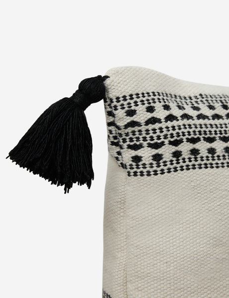 #color::natural-and-black #style::square | Tasseled corners on the Marchesa natural and black indoor and outdoor pillow