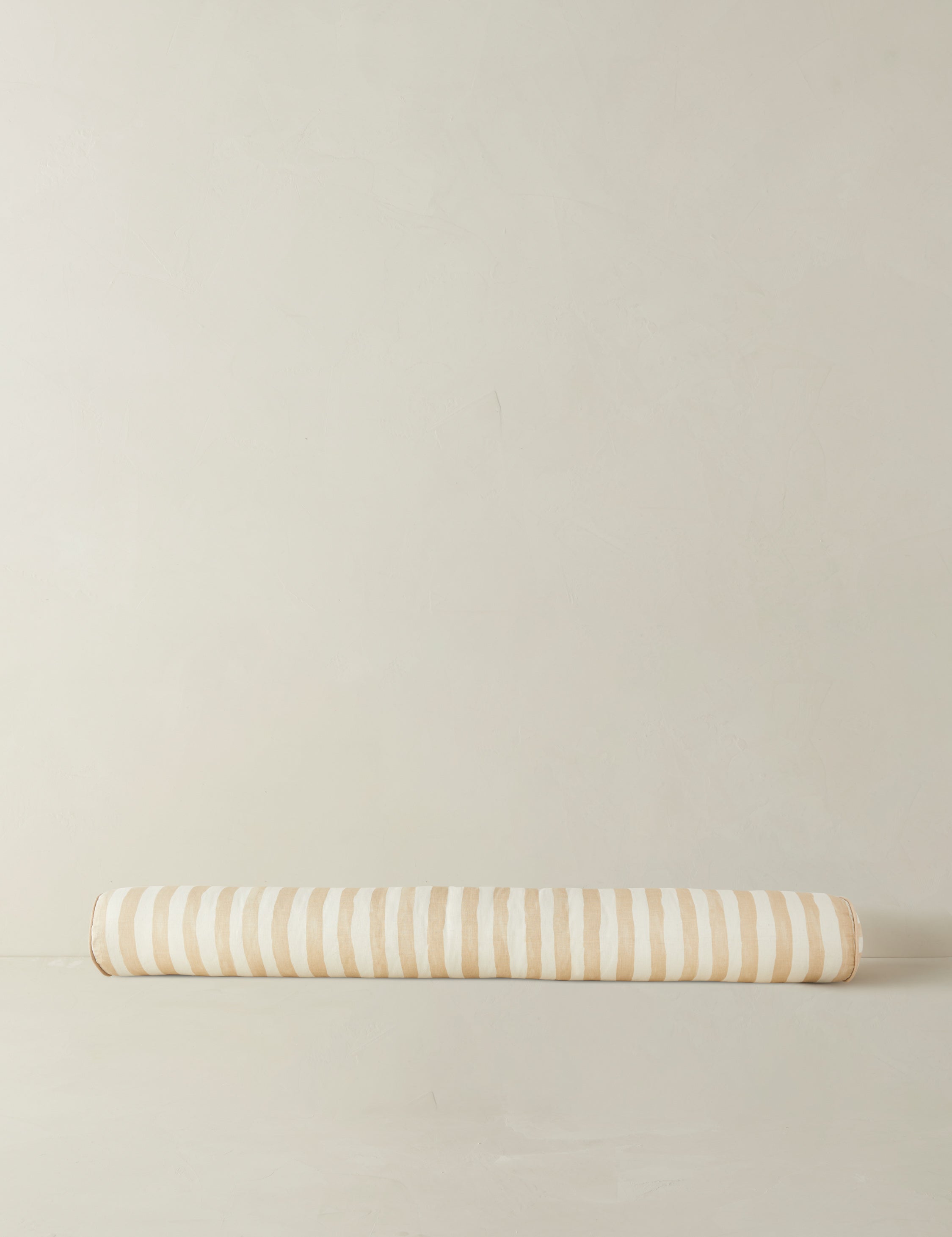 Painterly stripe linen long bolster throw pillow in natural and ivory