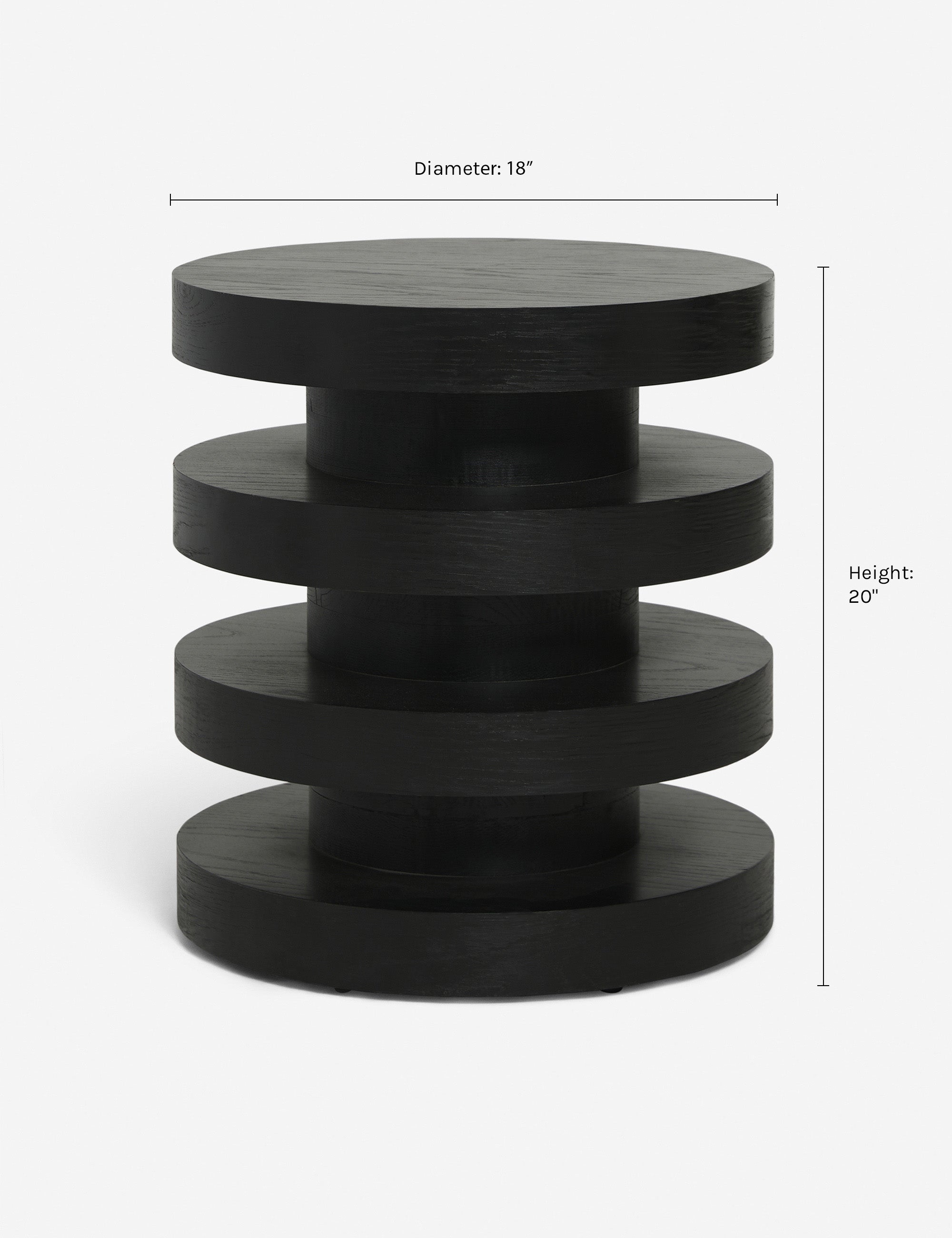 Dimensions on the Pentwater Four-Tiered Black Round Side Table