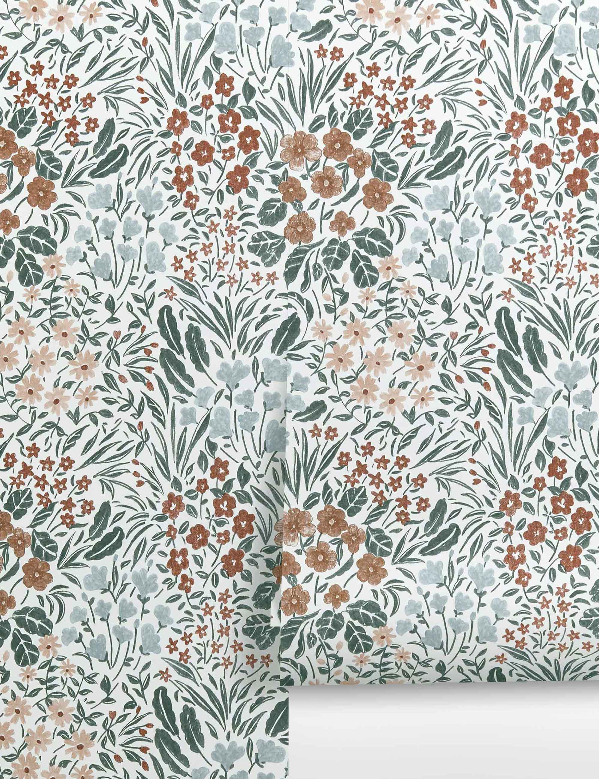 Dark-toned Floral Field Wallpaper by Rylee + Cru