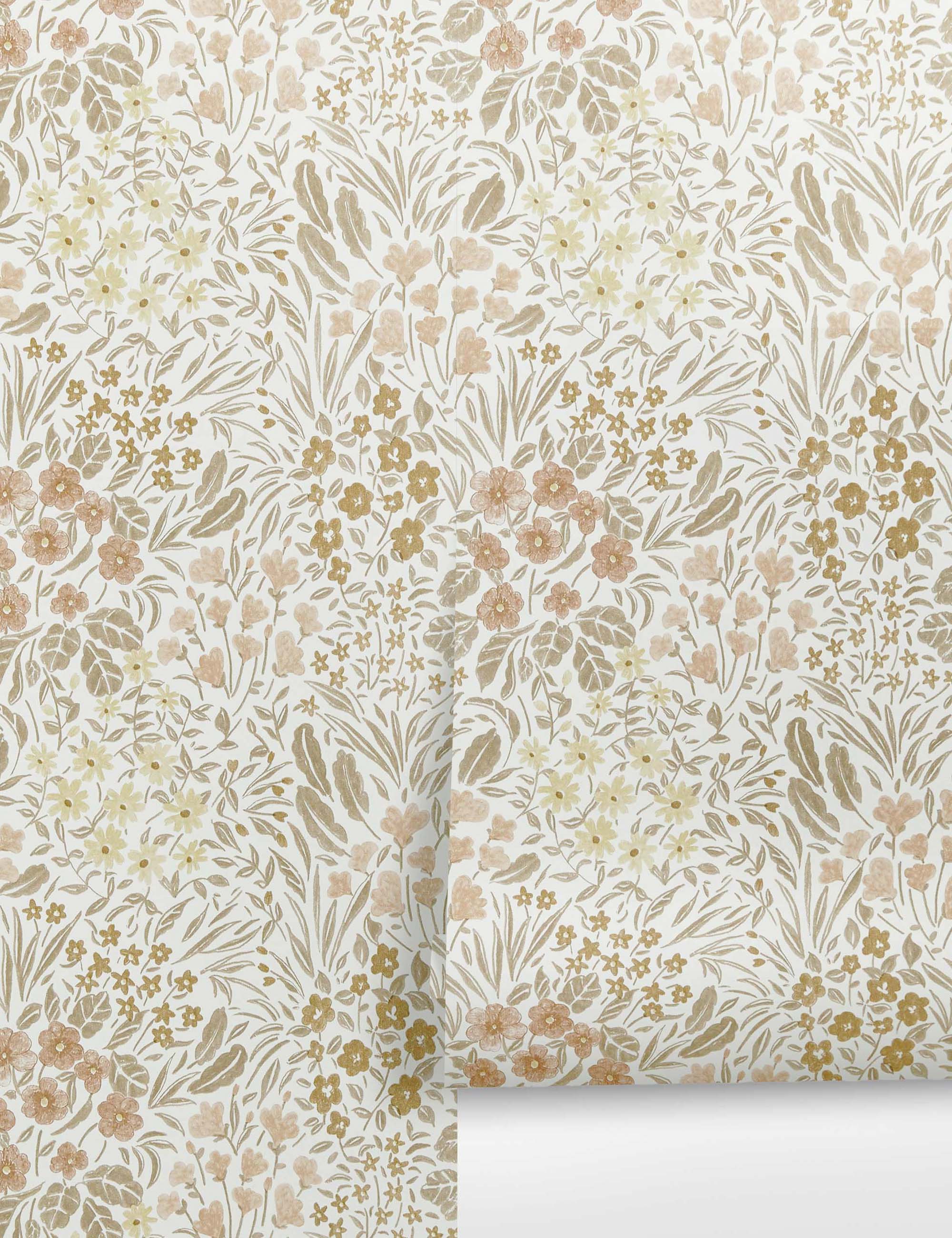 Warm-toned Floral Field Wallpaper by Rylee + Cru