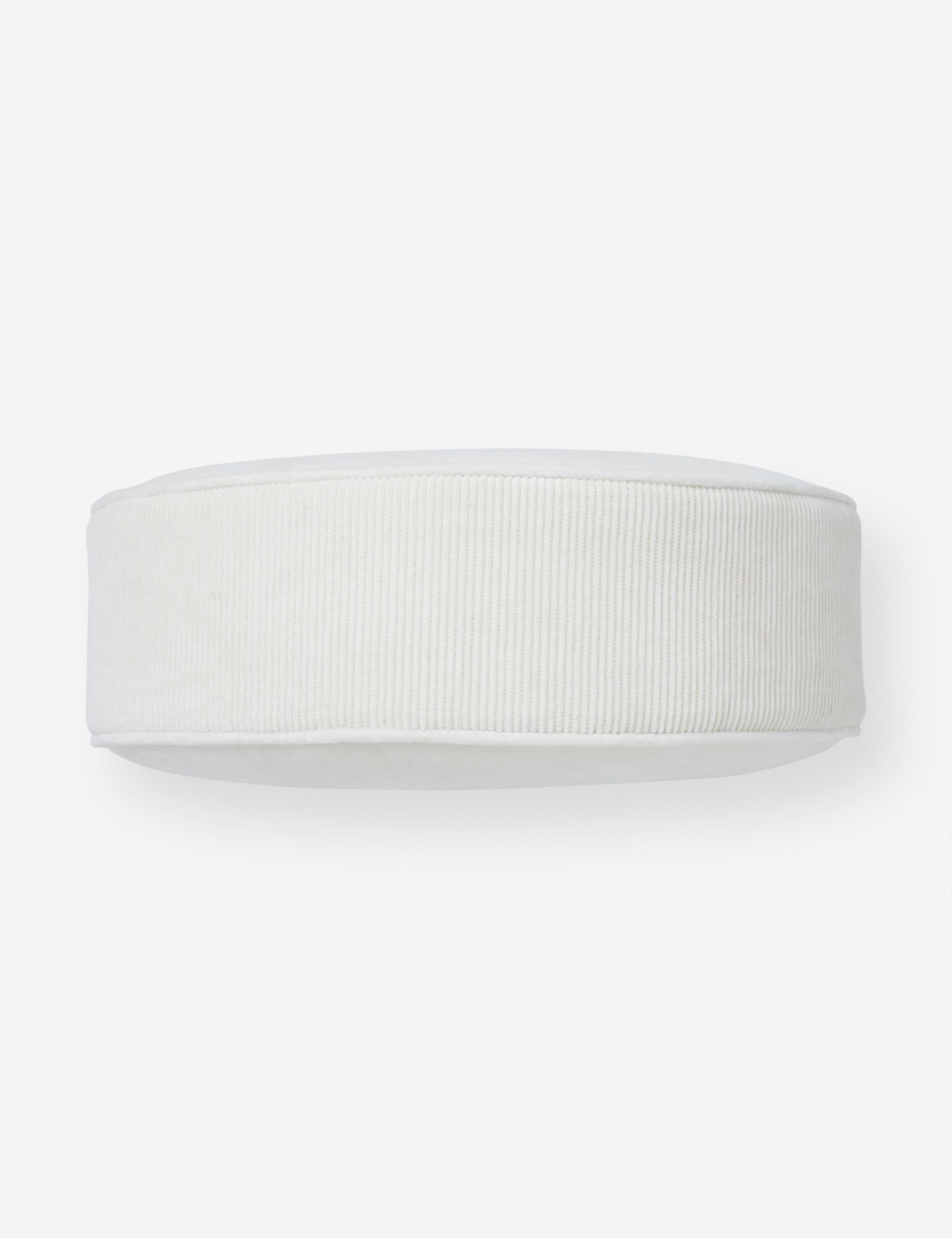 Side view of the Velvet Disc ivory pillow by Sarah Sherman Samuel