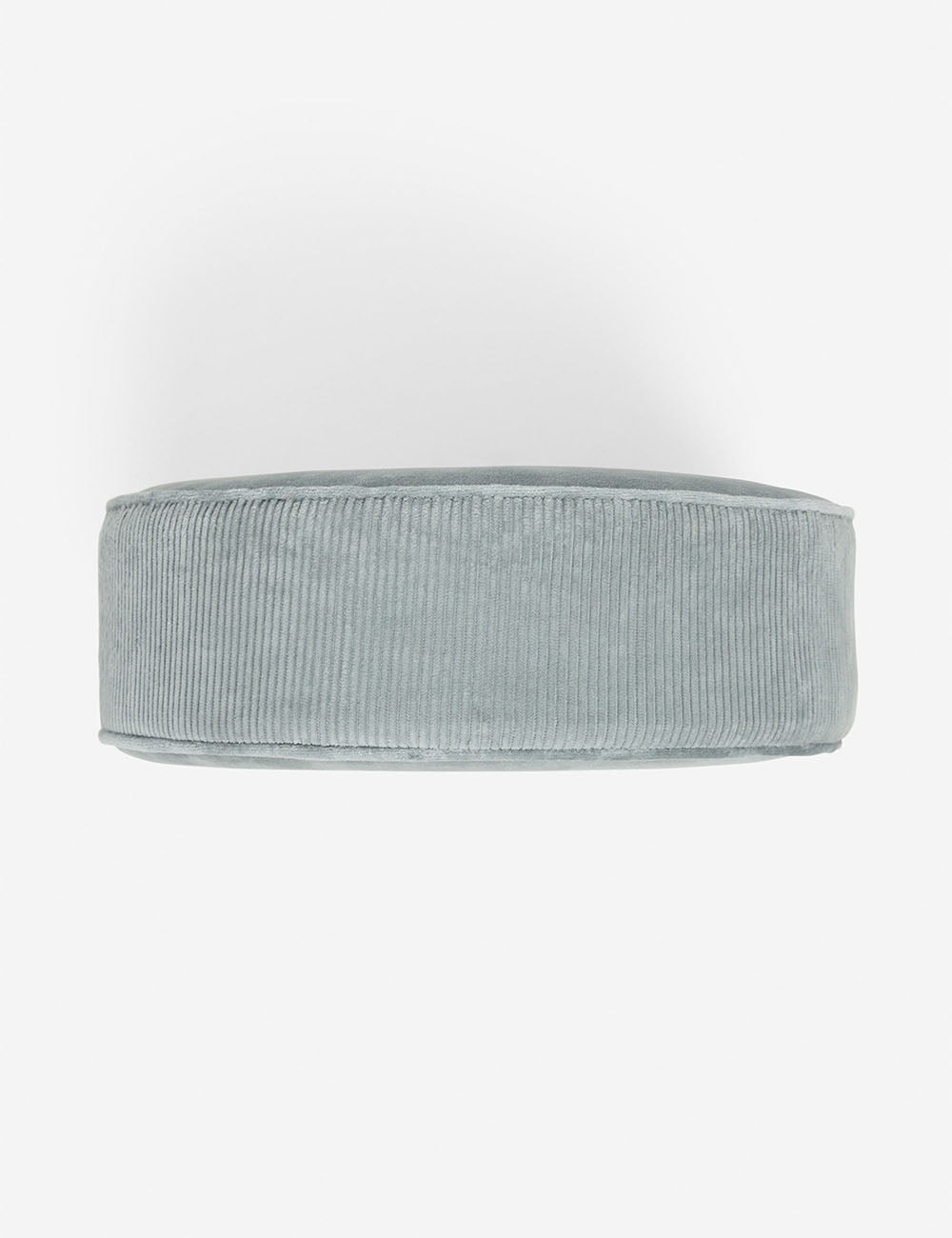 Side view of the Velvet Disc canyon blue Pillow by Sarah Sherman Samuel