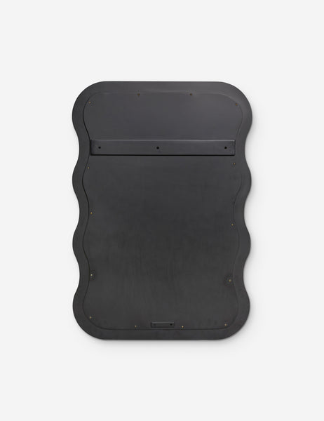 #size::large | Back of the Wendolyn wavy thick-framed black wall mirror. | Back of the large Wendolyn Mirror