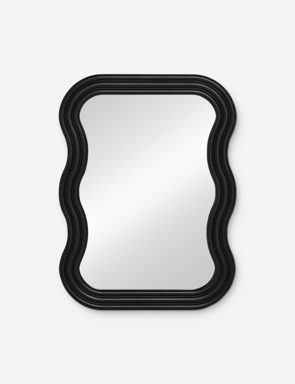 Wendolyn wavy thick-framed black wall mirror.