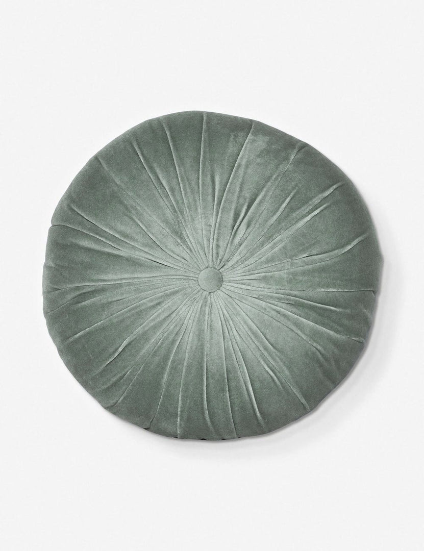 #color::shale-blue | Monroe shale blue velvet round pillow