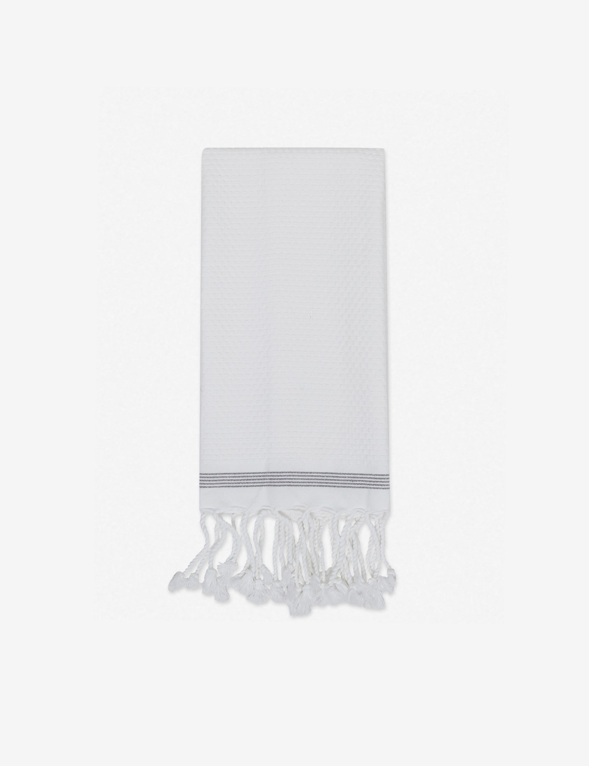 Mediterranean Turkish Cotton white Guest Towel by Coyuchi with tasseled ends