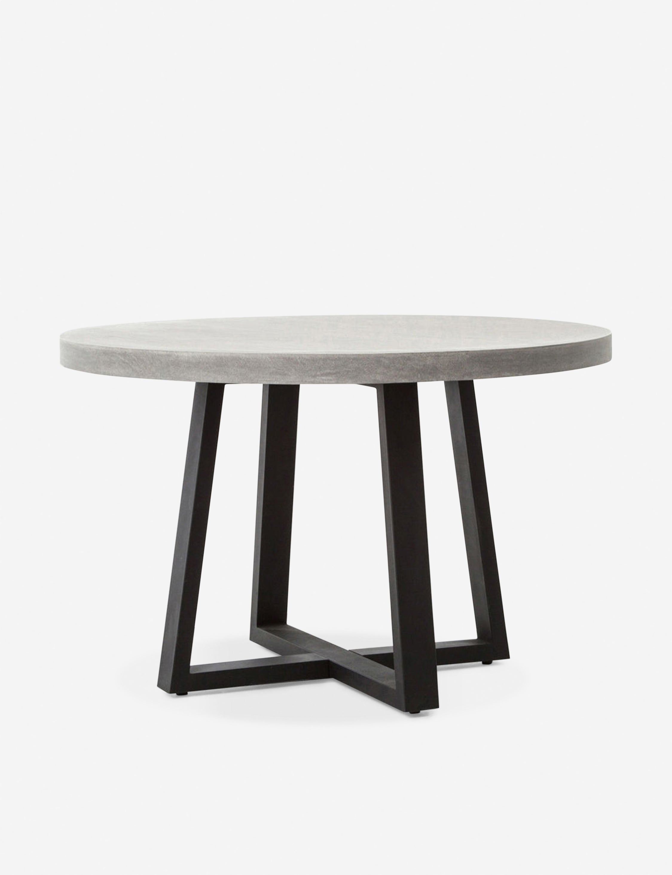 Agatha indoor and outdoor dining table with lavastone top and black iron base