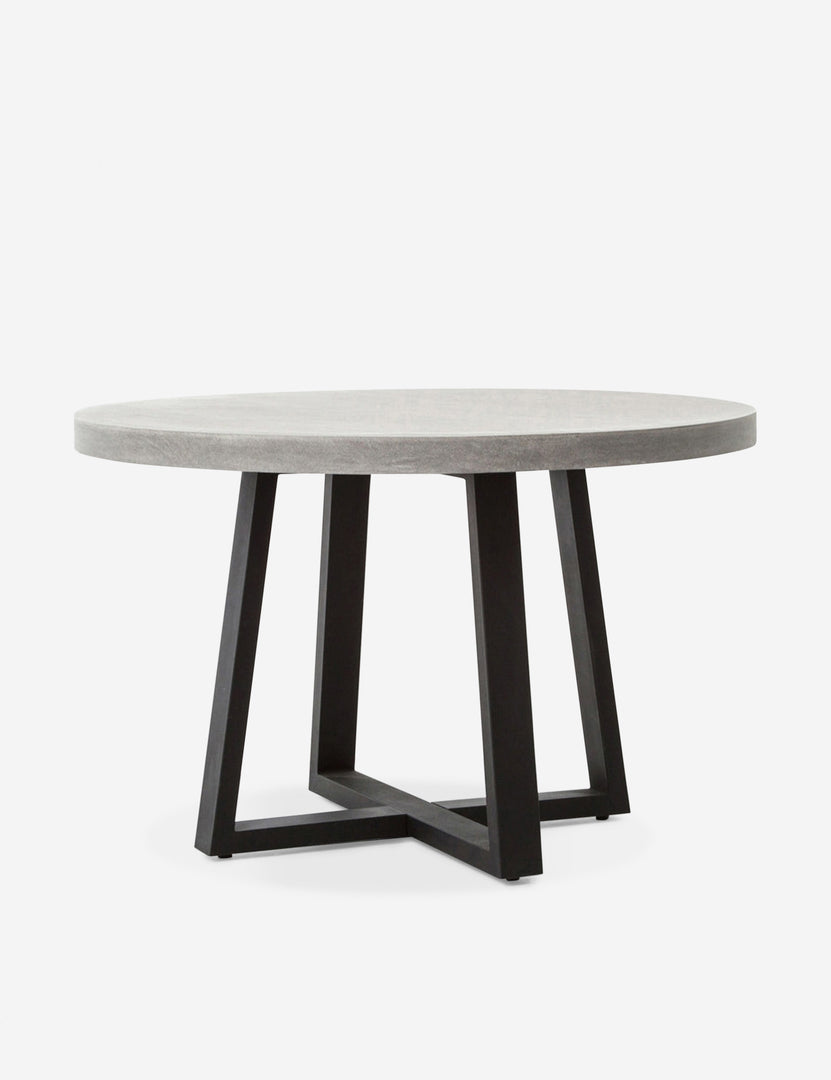 | Agatha indoor and outdoor dining table with lavastone top and black iron base