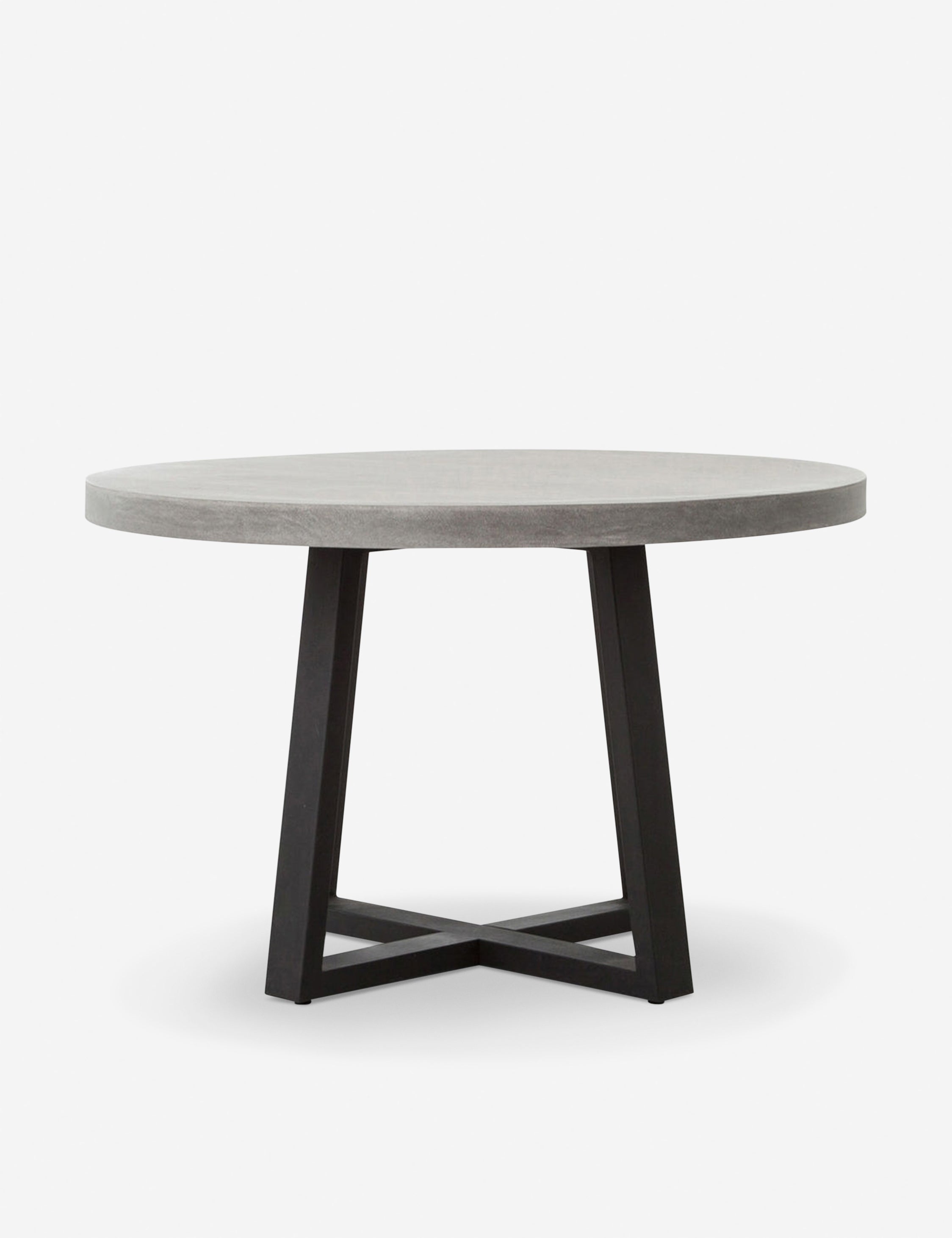 Agatha indoor and outdoor dining table with lavastone top and black iron base
