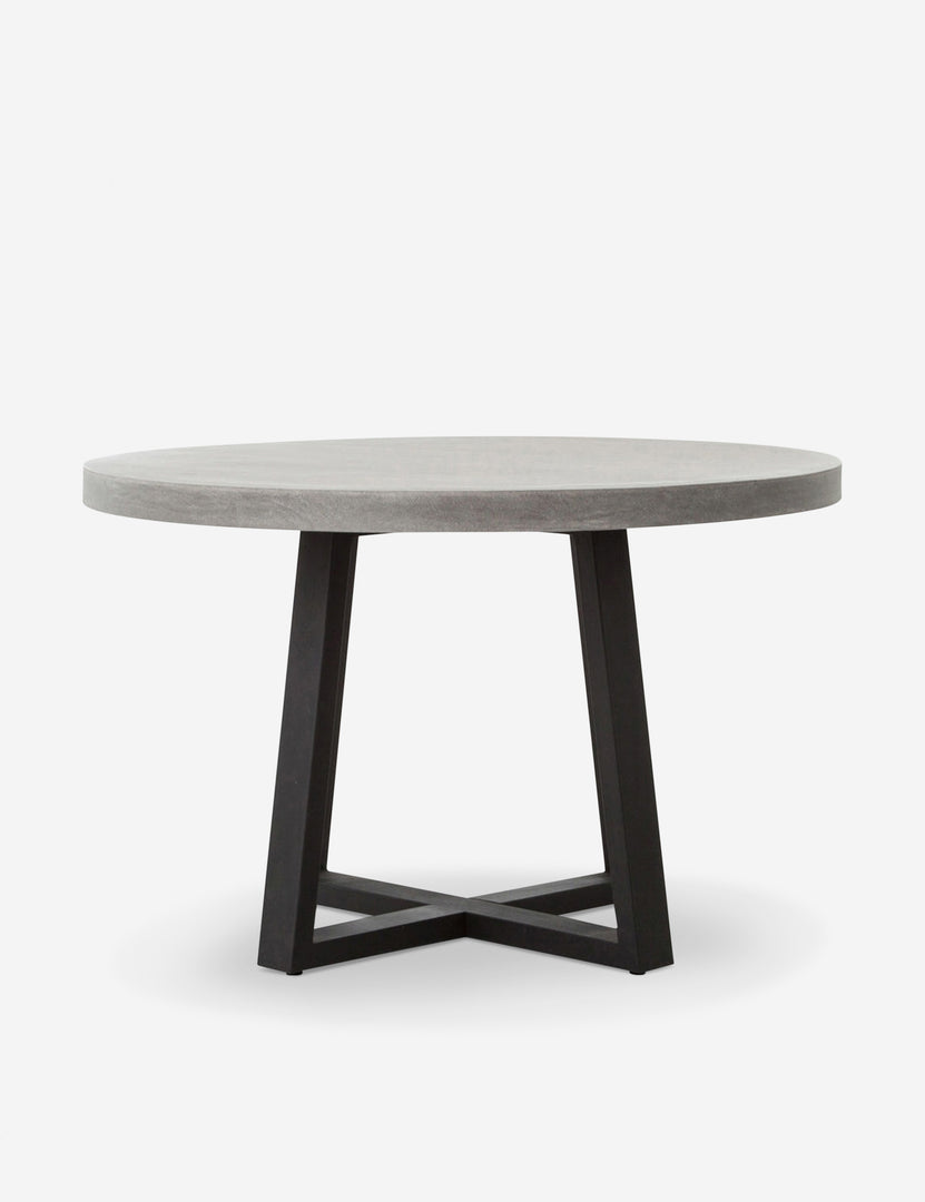| Agatha indoor and outdoor dining table with lavastone top and black iron base