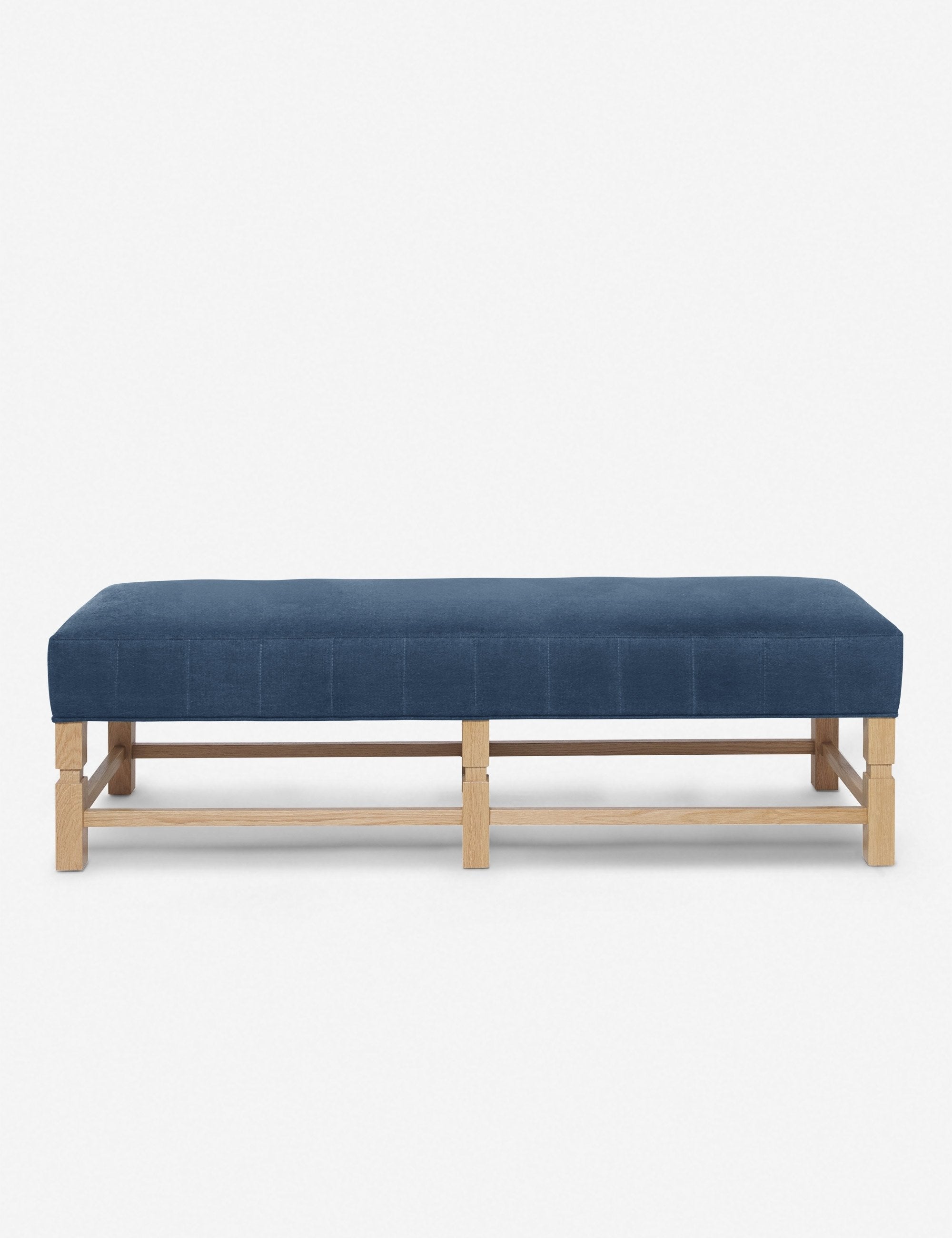 The vertical channeling on the cushion of the Ambleside Cognac velvet bench