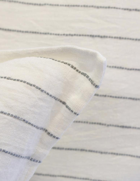 #color::cream-and-gray #size::king #size::queen | Close-up of the Blake cream and gray linen duvet by pom pom at Home