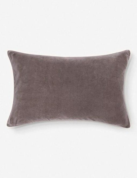 #color::warm-gray #style::lumbar  #fill type::with-feather-down-insert  #fill type::pillow-cover-only |   Charlotte Warm Gray Lumbar Velvet Pillow