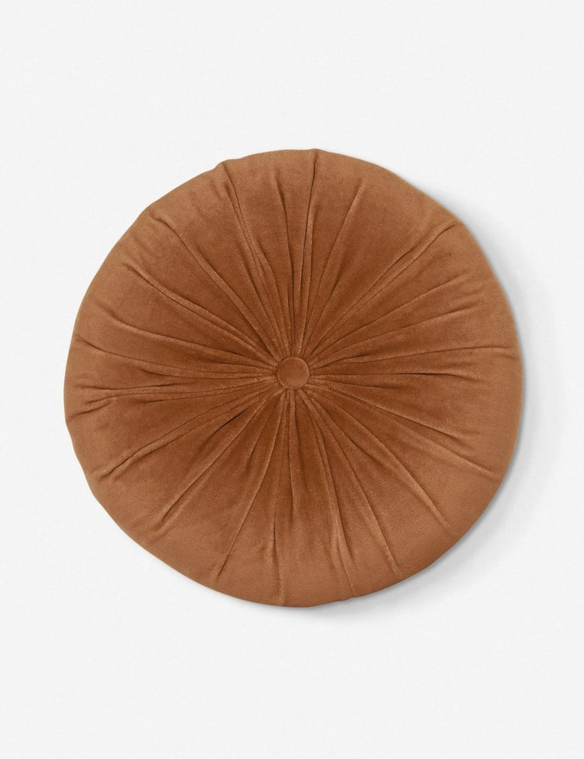 #color::burnt-orange | Monroe burnt orange velvet round pillow