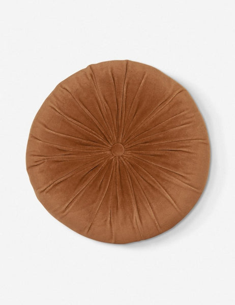 #color::burnt-orange | Monroe burnt orange velvet round pillow
