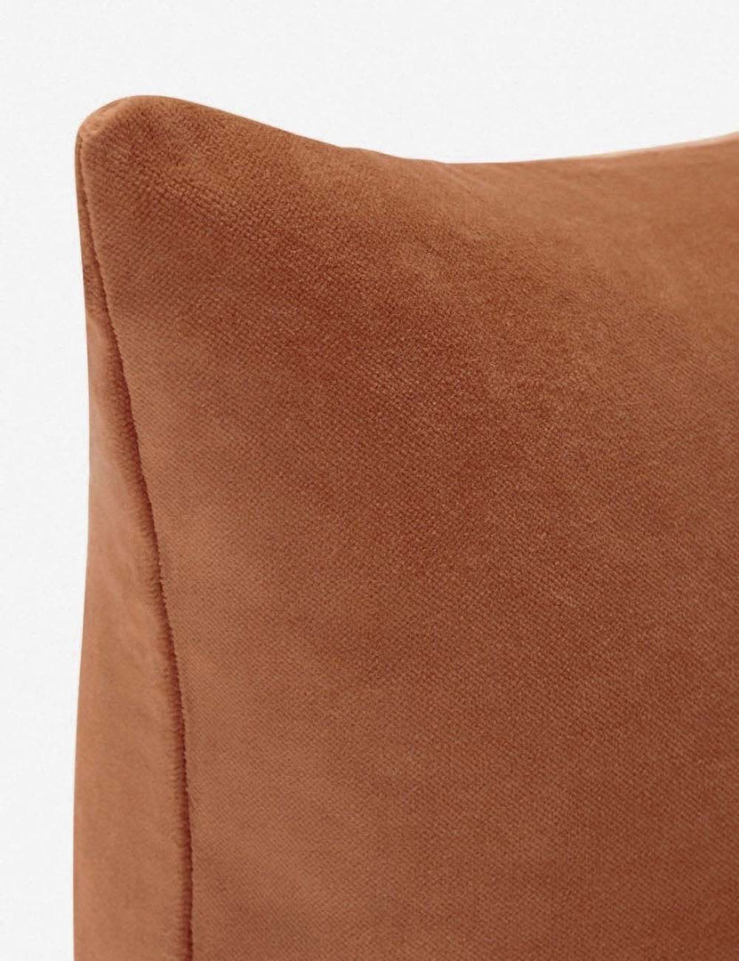 #color::burnt-orange #style::lumbar  #fill type::with-feather-down-insert  #fill type::pillow-cover-only |   Corner of Charlotte Burnt Orange Lumbar Velvet Pillow