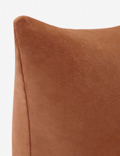 #color::burnt-orange #style::square  #fill type::with-feather-down-insert  #fill type::pillow-cover-only |   Corner of Charlotte Burnt Orange Square Velvet Pillow