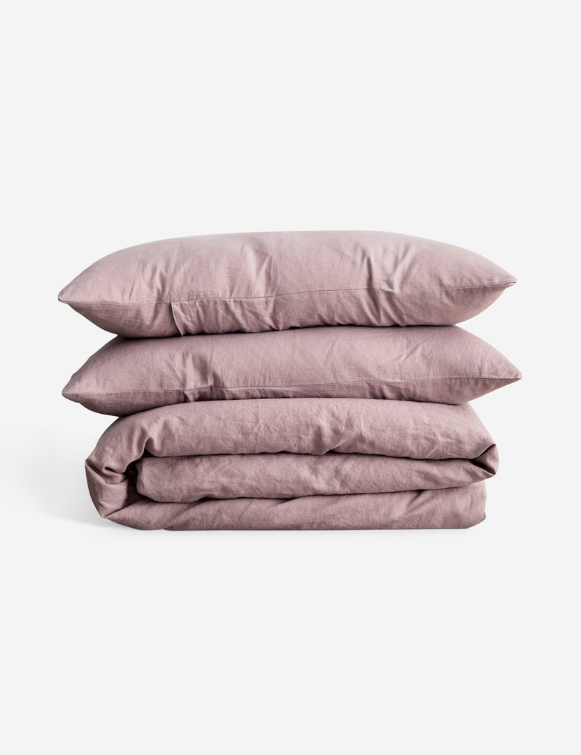 #color::dusk #size::queen #size::king #size::twin #size::cal-king | European Flax Linen dusk pink Duvet Set by Cultiver