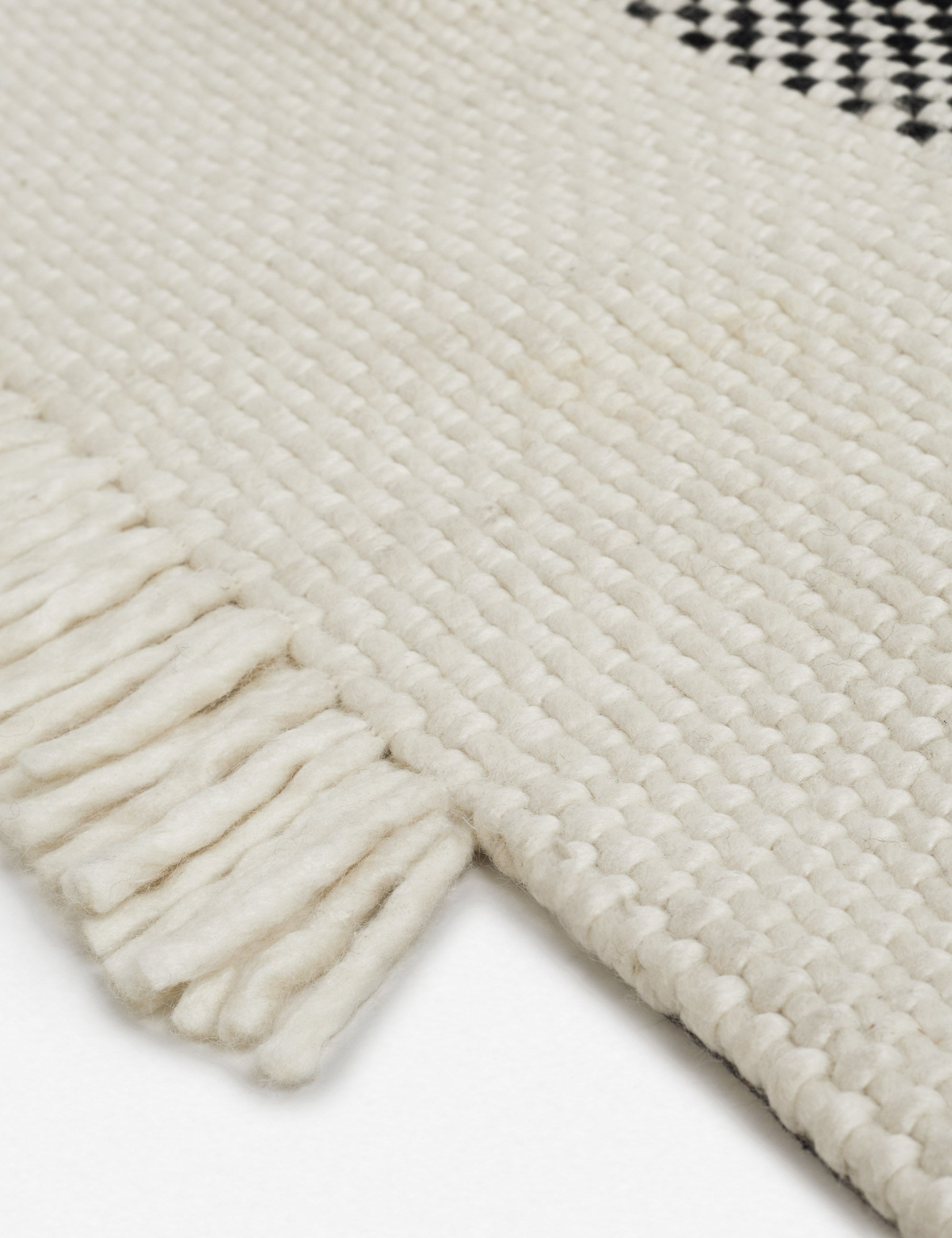 The fringe on the edge of the Joelle black rug