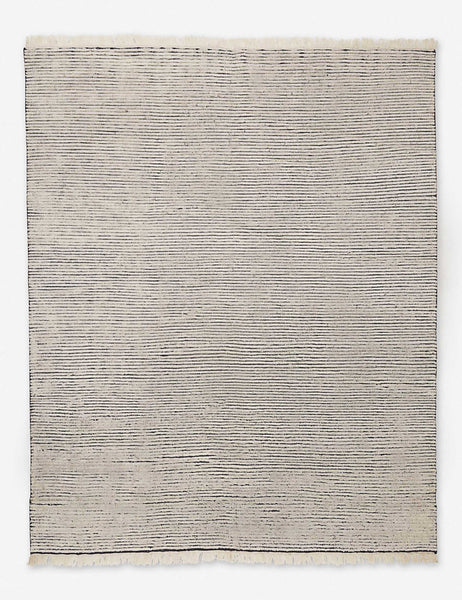 #size::6--x-9- #size::8--x-10- #size::9--x-12- #color::black-and-natural #size::10--x-14- | Kenzi black and natural rug with a striped texture and black accent stripes