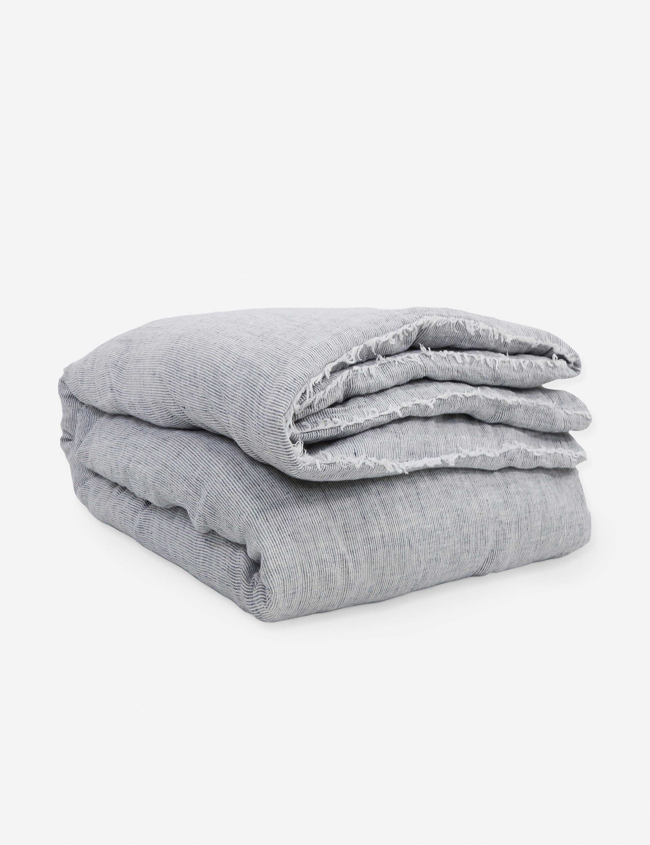 Logan navy striped Linen Duvet by Pom Pom at Home