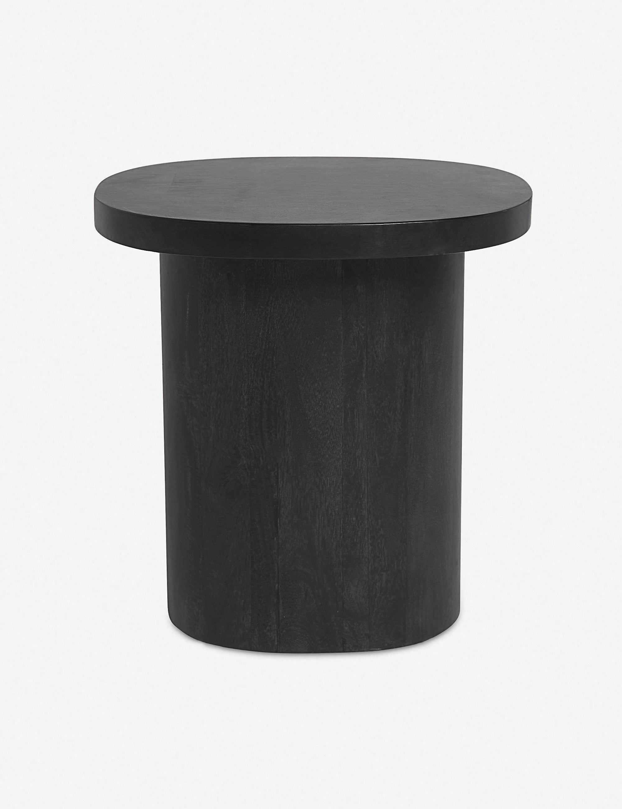 Luna black wood round side table