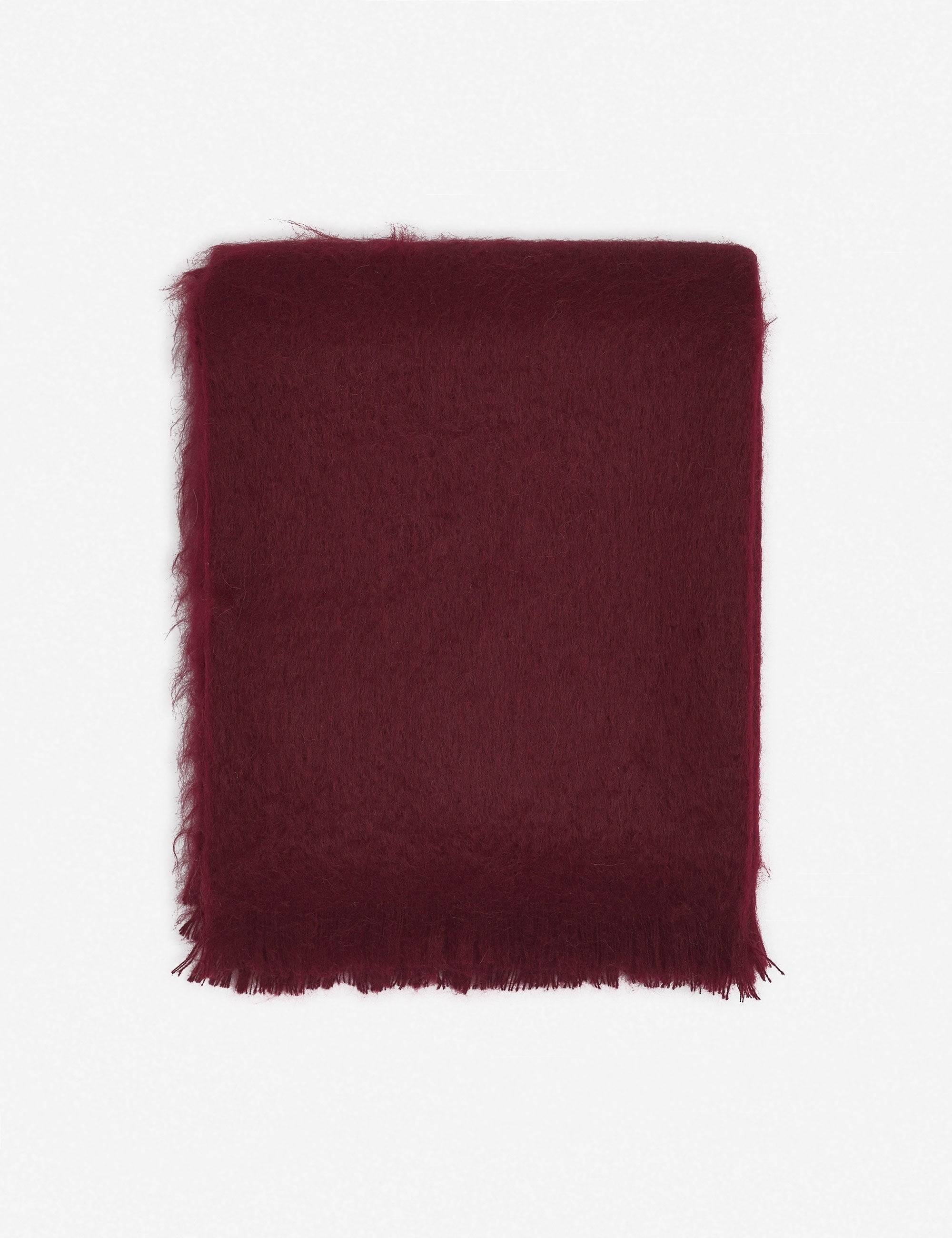 Aimee mohair blush merlot burgundy warm gray wool throw blanket with fringe ends