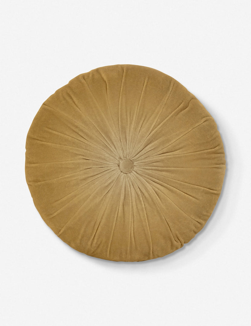 #color::mustard | Monroe mustard yellow velvet round pillow