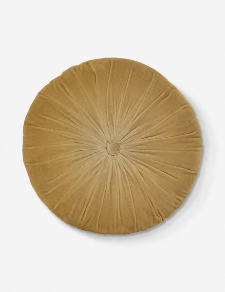 #color::mustard | Monroe mustard yellow velvet round pillow